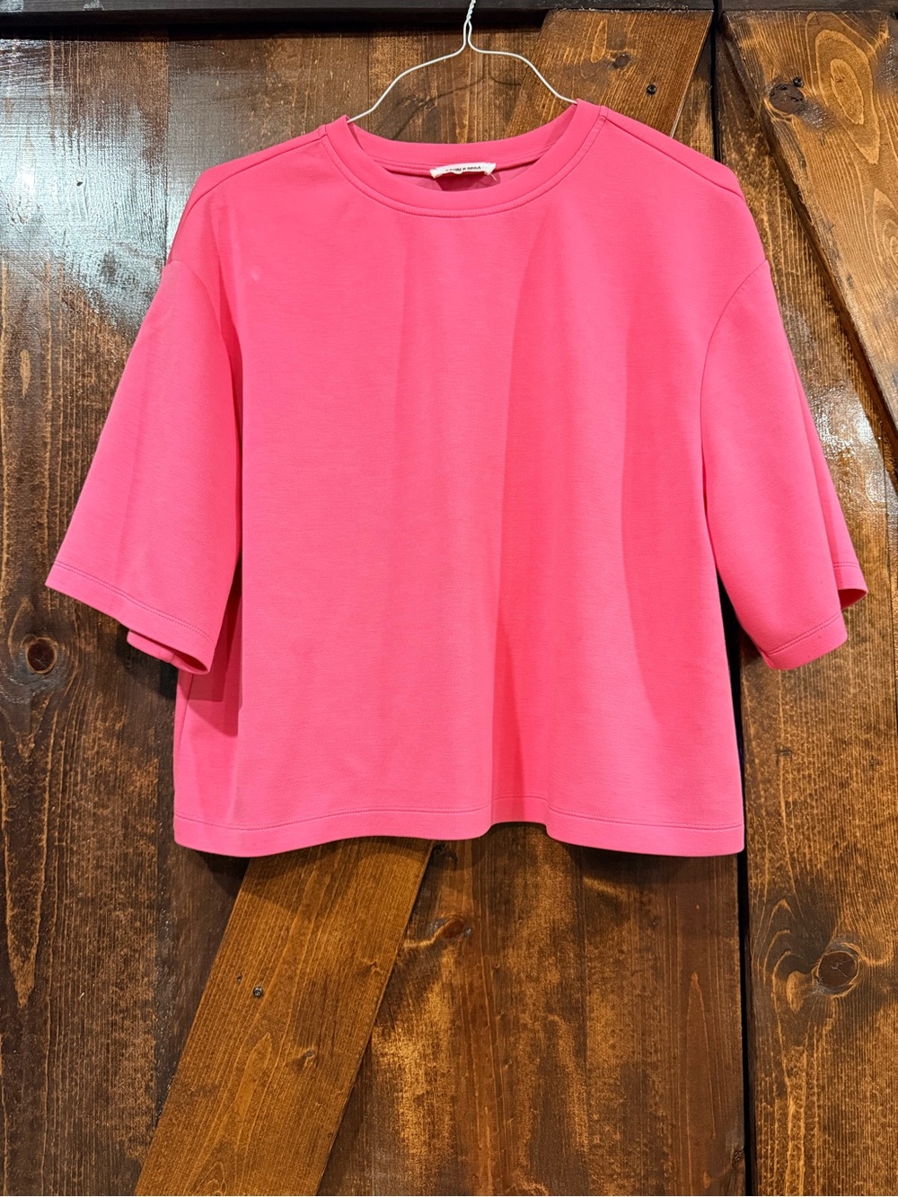 Double Zero Vibrant Pink Boxy Short-Sleeve Crew Top